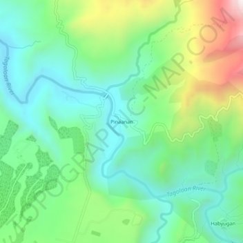 Pinaananの地形図、標高、地勢