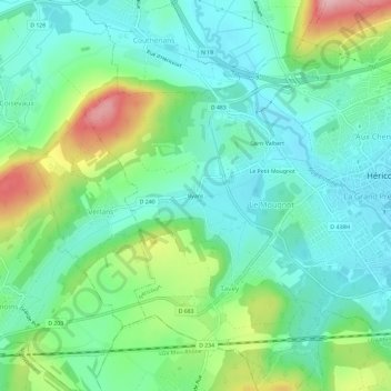 Byansの地形図、標高、地勢