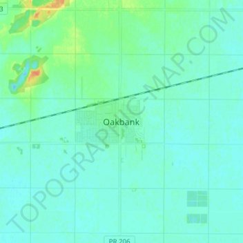 Oakbankの地形図、標高、地勢