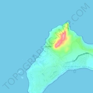 Punta Mitaの地形図、標高、地勢