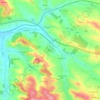 Baylacの地形図、標高、地勢