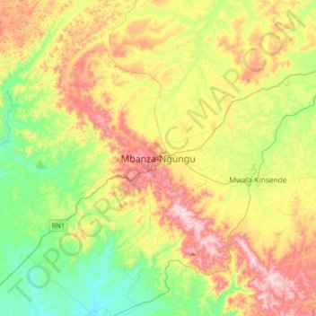 Mbanza-Ngunguの地形図、標高、地勢