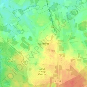 Garlstedtの地形図、標高、地勢