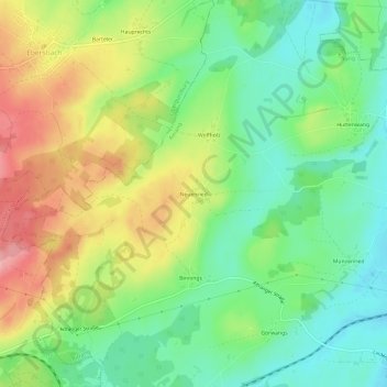 Neuenriedの地形図、標高、地勢