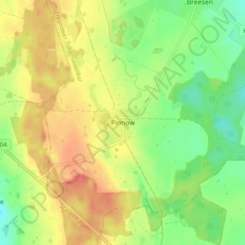 Pinnowの地形図、標高、地勢