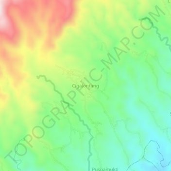 Cigalontangの地形図、標高、地勢