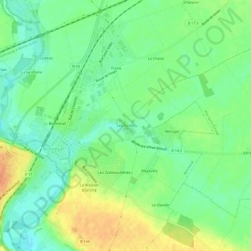 Les Portesの地形図、標高、地勢