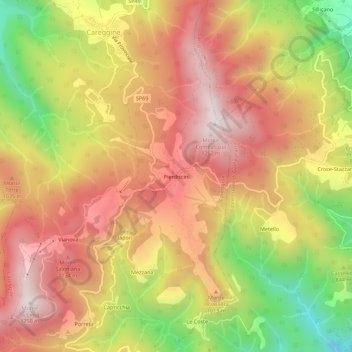 Pierdisciniの地形図、標高、地勢