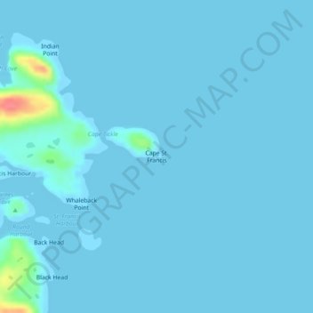 Cape St. Francisの地形図、標高、地勢