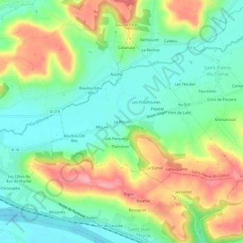 Le Bouasの地形図、標高、地勢