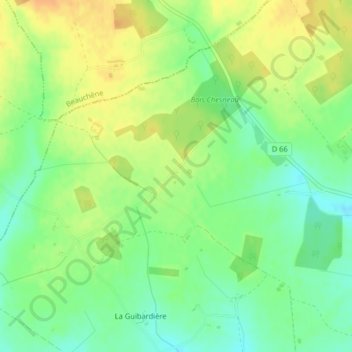 La Champignelleの地形図、標高、地勢