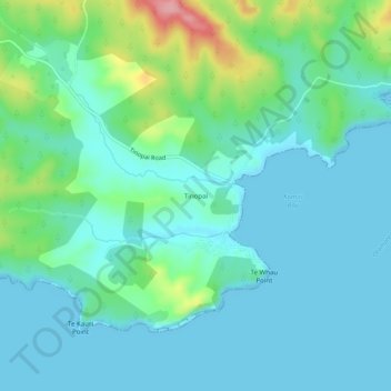 Tinopaiの地形図、標高、地勢