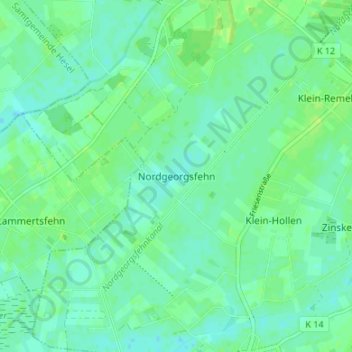Nordgeorgsfehnの地形図、標高、地勢