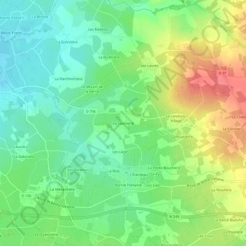 La Tournerieの地形図、標高、地勢