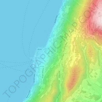Coiの地形図、標高、地勢