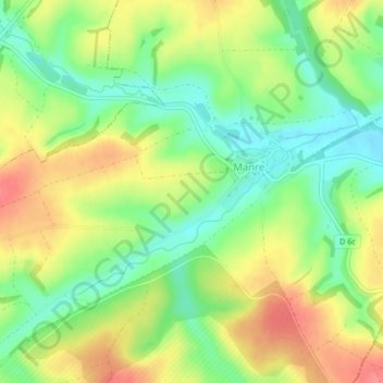 Sur les Haiesの地形図、標高、地勢