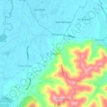 El Milagroの地形図、標高、地勢