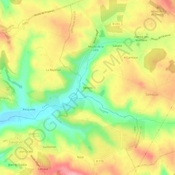 Renauxの地形図、標高、地勢