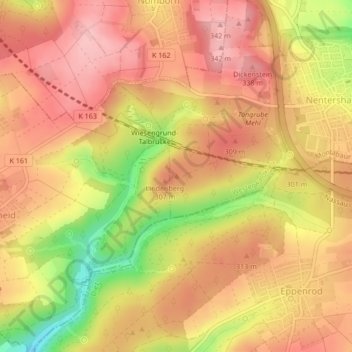 Lindenbergの地形図、標高、地勢