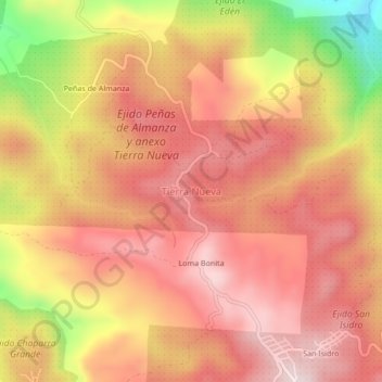 Tierra Nuevaの地形図、標高、地勢