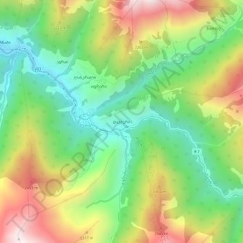 Davberiの地形図、標高、地勢