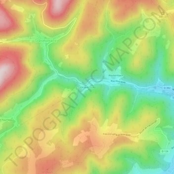 Vacquenouxの地形図、標高、地勢