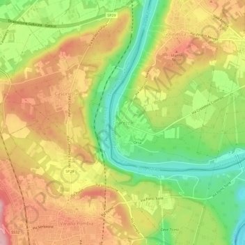 Coarezzaの地形図、標高、地勢