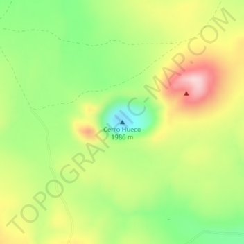Cerro Huecoの地形図、標高、地勢