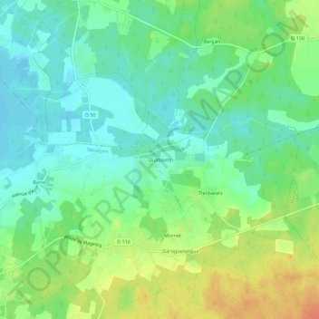 Ouatounsの地形図、標高、地勢