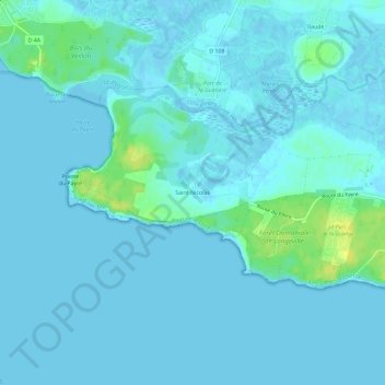 Saint-Nicolasの地形図、標高、地勢