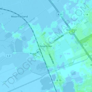 Neermoorの地形図、標高、地勢