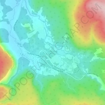 Upper Geyser Basinの地形図、標高、地勢