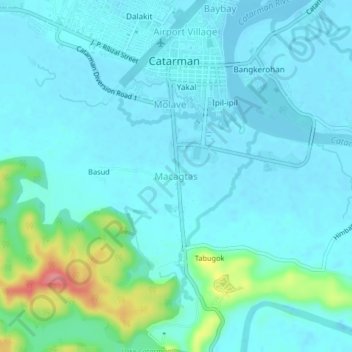 Macagtasの地形図、標高、地勢