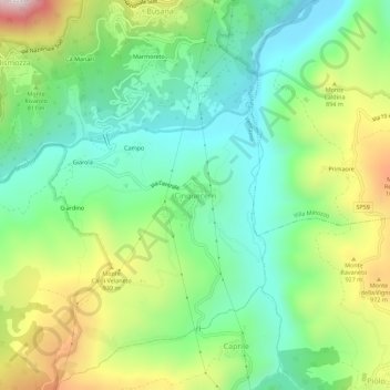 Cinquecerriの地形図、標高、地勢