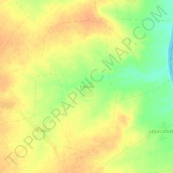 Lodonの地形図、標高、地勢