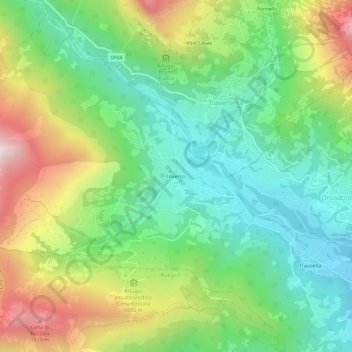 Inversoの地形図、標高、地勢