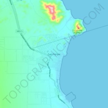 San Felipeの地形図、標高、地勢