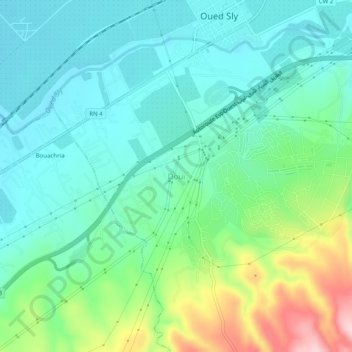 Douiの地形図、標高、地勢
