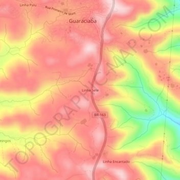 Linha Seteの地形図、標高、地勢