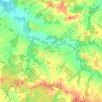 Toupierの地形図、標高、地勢
