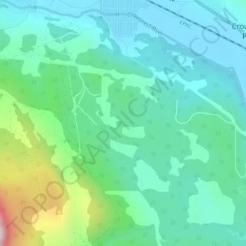 Crowsnest Passの地形図、標高、地勢