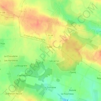 Champ de l'Habitの地形図、標高、地勢