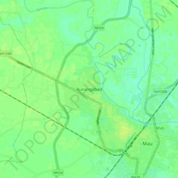 Aurangabadの地形図、標高、地勢