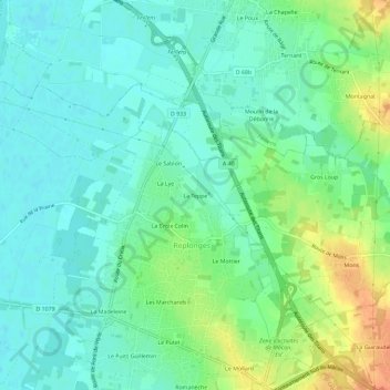 La Teppeの地形図、標高、地勢