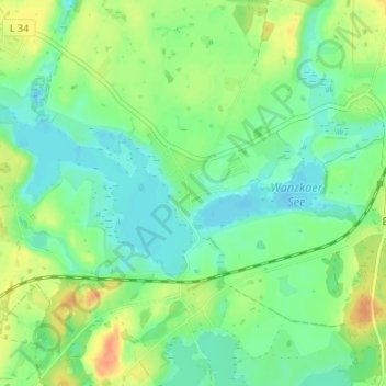 Wanzkaの地形図、標高、地勢