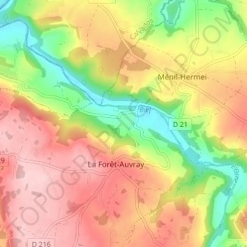 Le Rayの地形図、標高、地勢