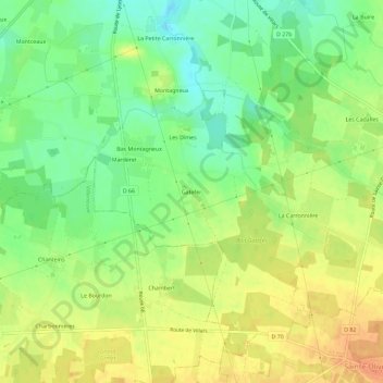 Gateferの地形図、標高、地勢