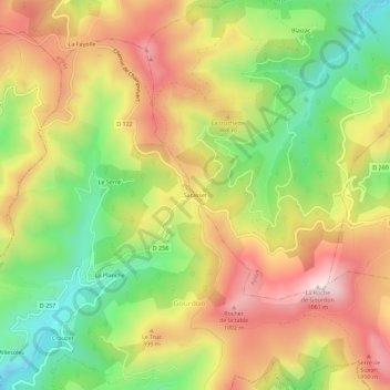 Sarassetの地形図、標高、地勢