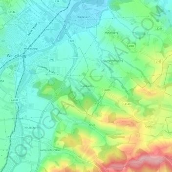 Dürnbachの地形図、標高、地勢