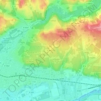 la Metairieの地形図、標高、地勢